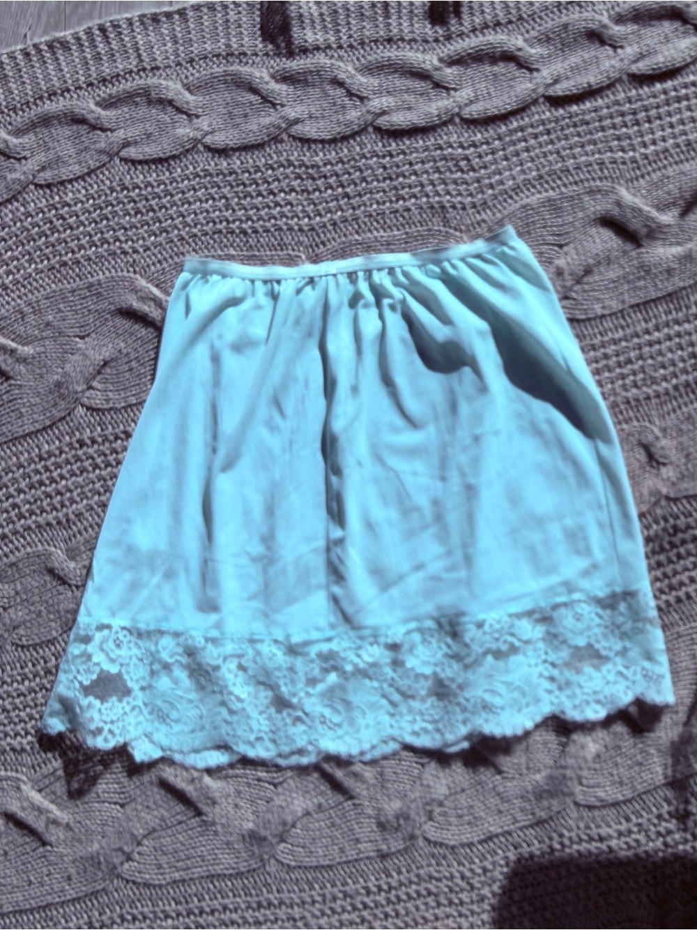 Vanity Fair Light Aqua Lace-Hem Half Slip Skirt - Picture 2 of 5
